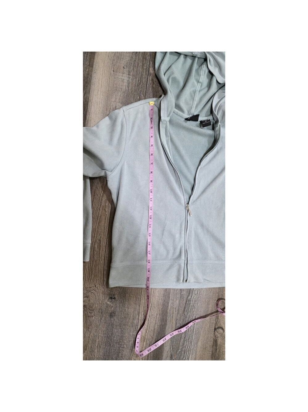 NY Jeans Soft Blue Vintage microsuede zip hoodie Size Large 90s Vibe Track Suit - Picture 7 of 7
